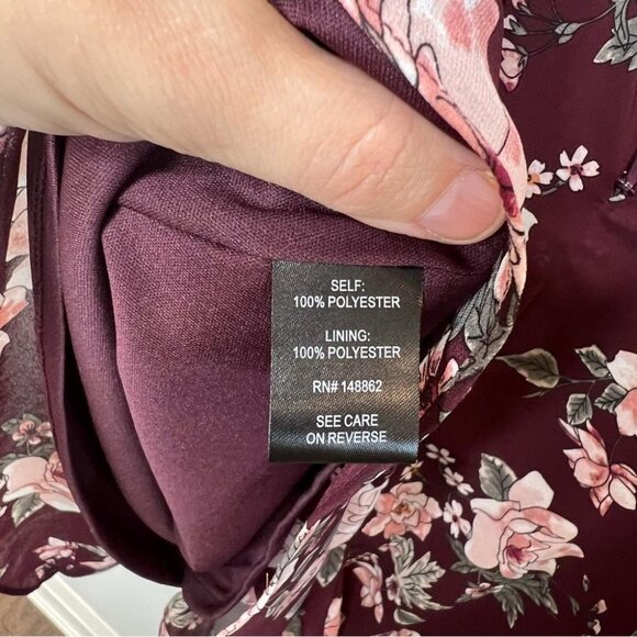 Torrid Womens Size 16 Burgundy Floral Cold Shoulder Ruffle Dress NEW Longsleeve - Picture 12 of 14